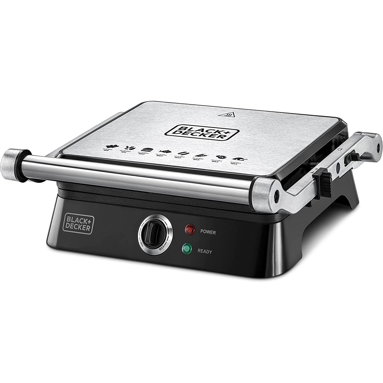 Black+Decker Electric Contact Grill, 1400 Watt, Black and Silver - CG1400 Black+Decker Electric Contact Grill, 1400 Watt, Black and Silver - CG1400